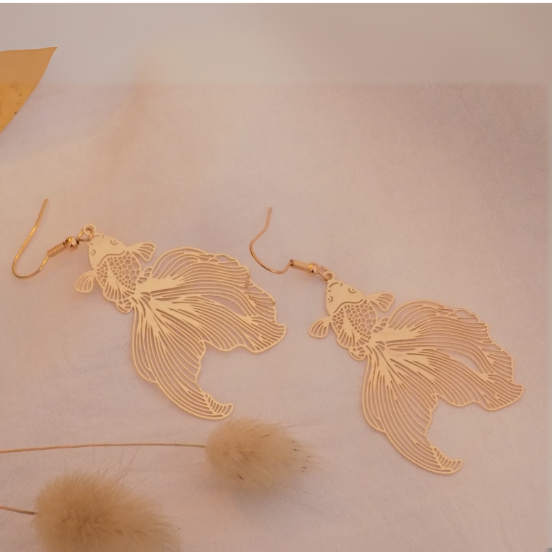 Lazercut goldfish earrings